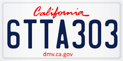CA license plate 6TTA303