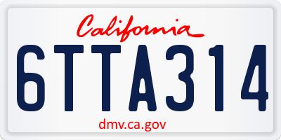CA license plate 6TTA314