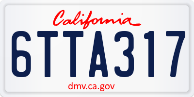 CA license plate 6TTA317