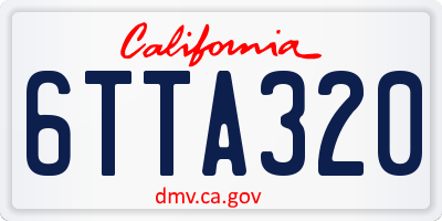 CA license plate 6TTA320