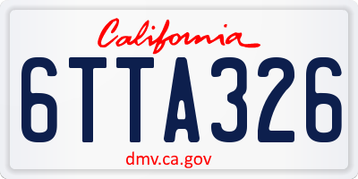 CA license plate 6TTA326