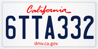 CA license plate 6TTA332