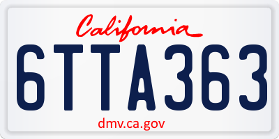 CA license plate 6TTA363
