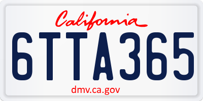 CA license plate 6TTA365