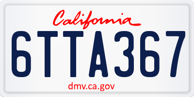 CA license plate 6TTA367