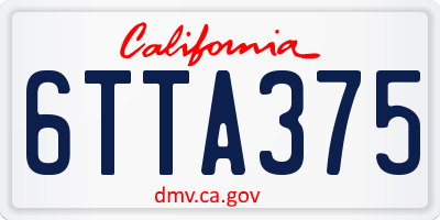 CA license plate 6TTA375