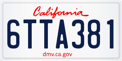 CA license plate 6TTA381