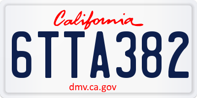 CA license plate 6TTA382