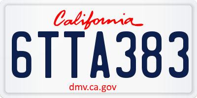 CA license plate 6TTA383