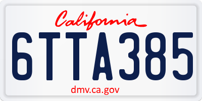 CA license plate 6TTA385
