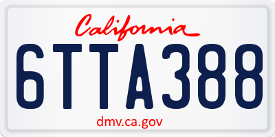 CA license plate 6TTA388