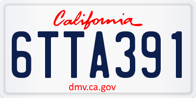CA license plate 6TTA391