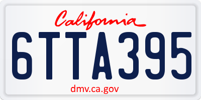 CA license plate 6TTA395