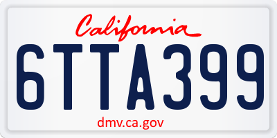 CA license plate 6TTA399
