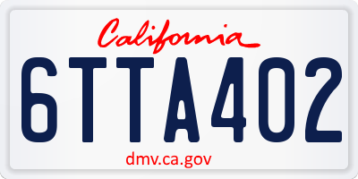 CA license plate 6TTA402