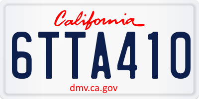 CA license plate 6TTA410