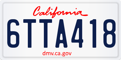 CA license plate 6TTA418