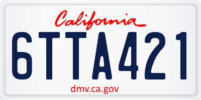 CA license plate 6TTA421