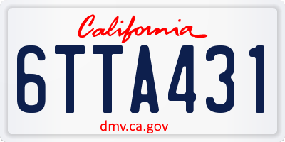 CA license plate 6TTA431