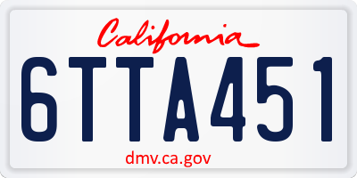 CA license plate 6TTA451