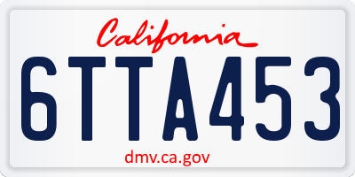 CA license plate 6TTA453