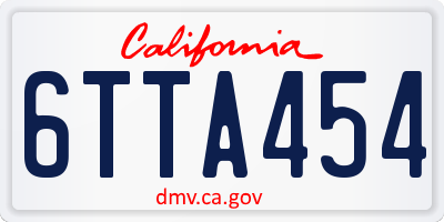 CA license plate 6TTA454