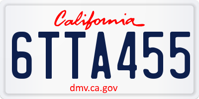 CA license plate 6TTA455