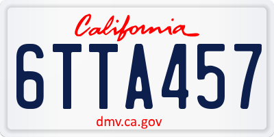 CA license plate 6TTA457
