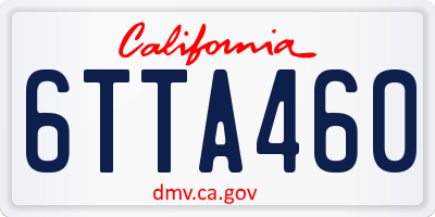 CA license plate 6TTA460