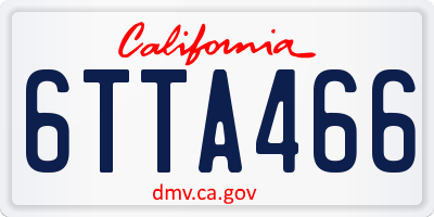 CA license plate 6TTA466