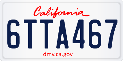 CA license plate 6TTA467