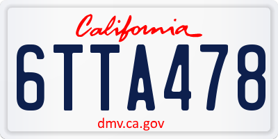 CA license plate 6TTA478