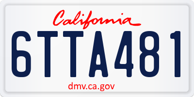 CA license plate 6TTA481