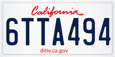 CA license plate 6TTA494