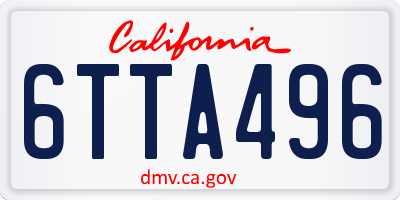 CA license plate 6TTA496