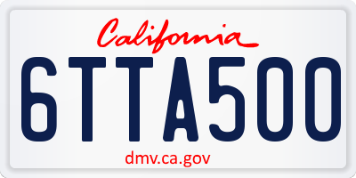 CA license plate 6TTA500