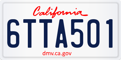 CA license plate 6TTA501