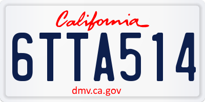 CA license plate 6TTA514