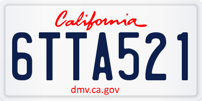 CA license plate 6TTA521