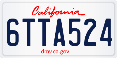 CA license plate 6TTA524