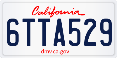 CA license plate 6TTA529