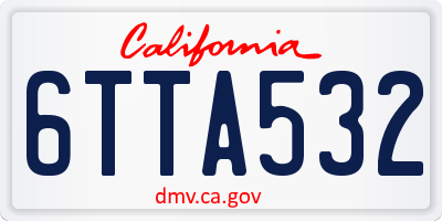 CA license plate 6TTA532