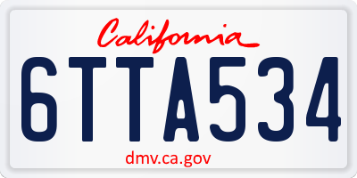 CA license plate 6TTA534