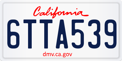 CA license plate 6TTA539