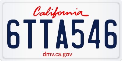 CA license plate 6TTA546