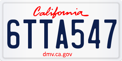 CA license plate 6TTA547