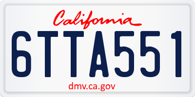 CA license plate 6TTA551