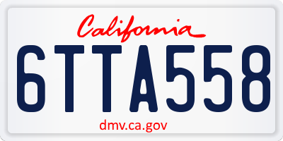 CA license plate 6TTA558