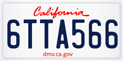 CA license plate 6TTA566