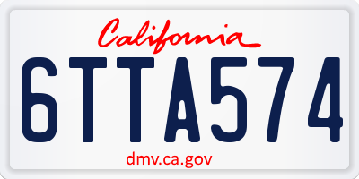 CA license plate 6TTA574